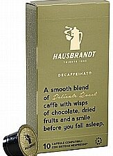 10 קפסולות אלומניום תואם נספרסו HAUSBRANDT Decaffeinato עוצמה 5