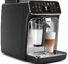 מכונת קפה אוטומטיות Philips 4400 LatteGo - EP4446/70 צבע שחור כרום 12 סוגי משקאות כולל 3 קילו קפה מתנה לבחירה