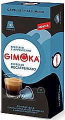 10 קפסולות אלומניום תואמות נספרסו  gimoka italy Decaffeinato נטול חוזק 7